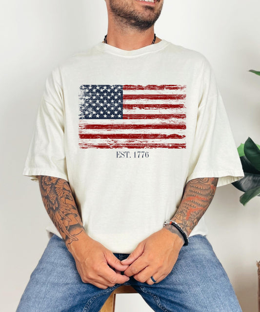 Distressed American Flag Tee