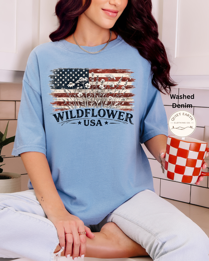 Vintage Wildflower USA Flag Tee