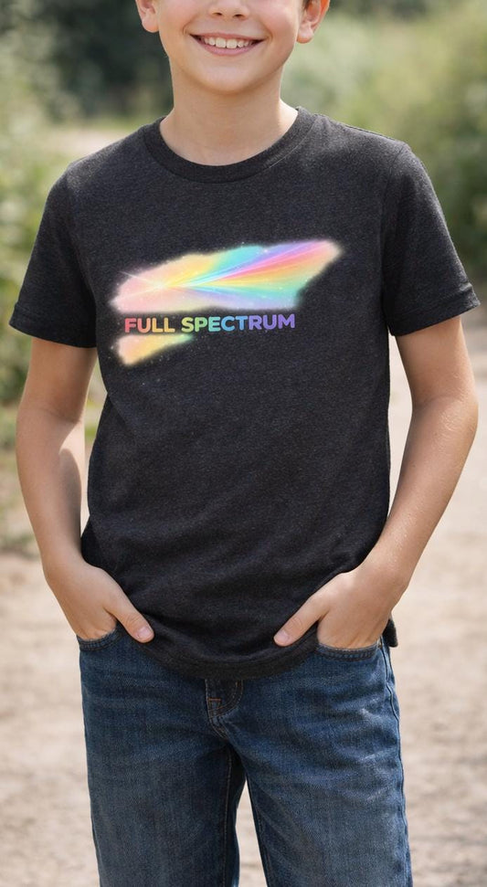 Full Spectrum Autism Awareness Shirt for Kids – Rainbow Prism Graphic Tee