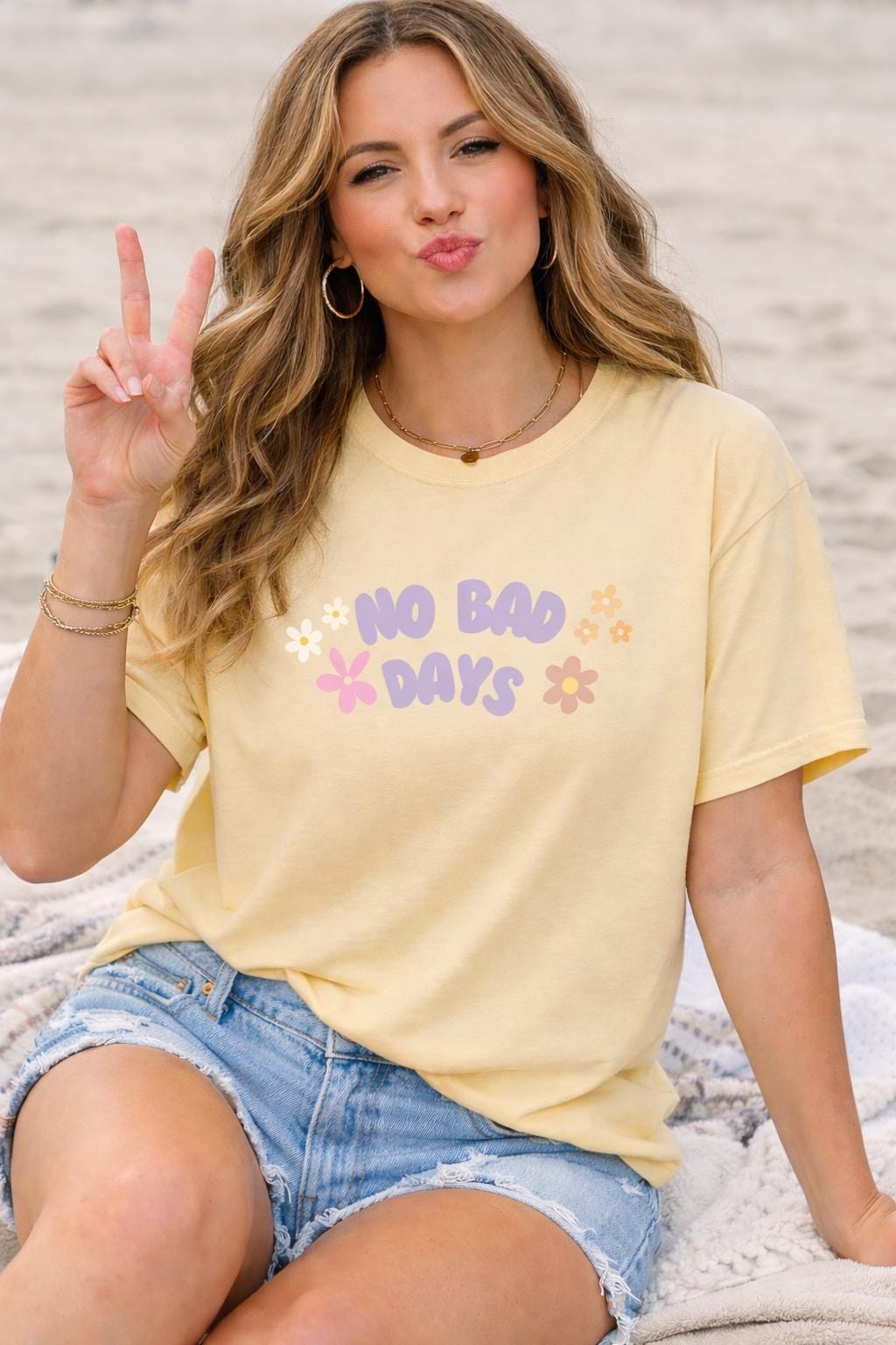 No Bad Days Retro Floral Graphic Tee, Pastel Daisy Comfort Colors Shirt